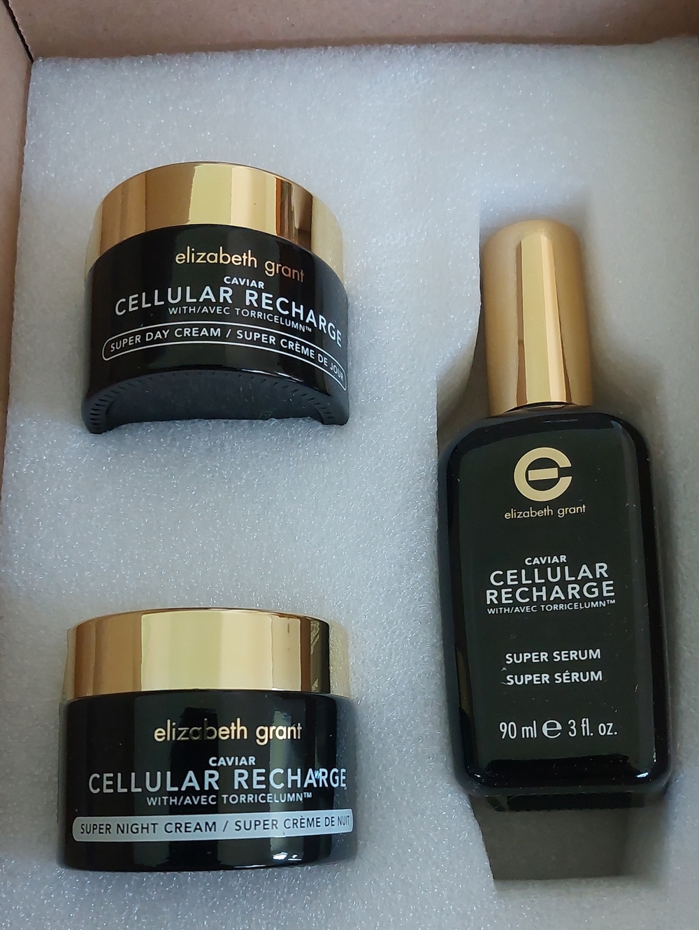 Elizabeth GRANT CAVIAR CELLULAR RECHARGE 3pc Set Day Night Cream Serum